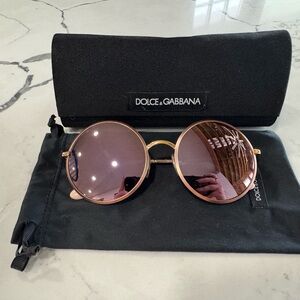 Dolce & Gabbana Gold Frame Round Sunglasses